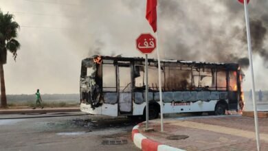 حافلة النقل الحضري ببني ملال تحترق
